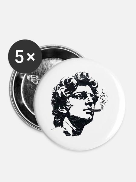 Antike Statue raucht Zigarette – Dark Art - Buttons mittel 32 mm (5er Pack) - Weiß