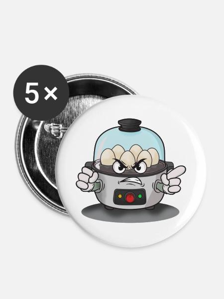 Wütende Eier im Dampfkocher - Buttons mittel 32 mm (5er Pack) - Weiß