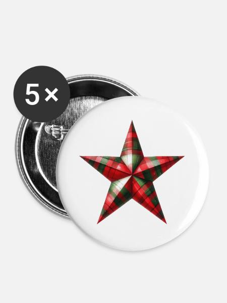 Weihnachtsstern-T-Shirt-Design - Buttons mittel 32 mm (5er Pack) - Weiß