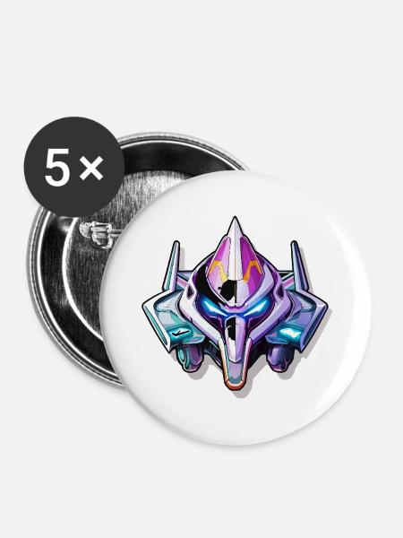 Neon Mech Kriegerhelm - Buttons mittel 32 mm (5er Pack) - Weiß