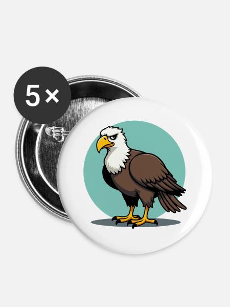 Stolzer Adler Majestätischer Greifvogel - Buttons mittel 32 mm (5er Pack) - Weiß
