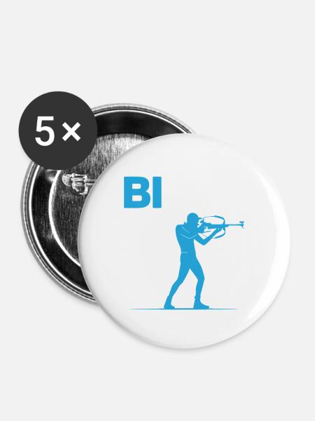 Biathlon Biathlet - Buttons mittel 32 mm (5er Pack) - Weiß