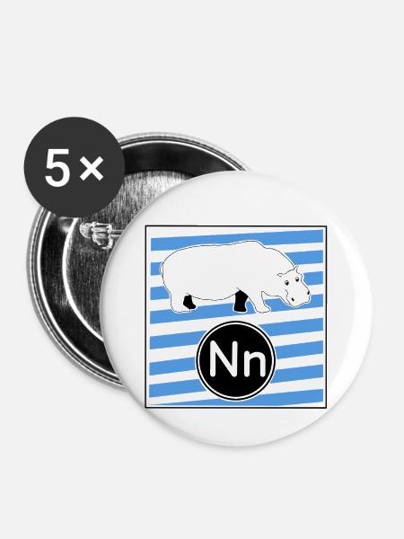 Ni wie Nilpferd - Buttons mittel 32 mm (5er Pack) - Weiß