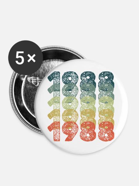 1988 1988 - Buttons mittel 32 mm (5er Pack) - Weiß