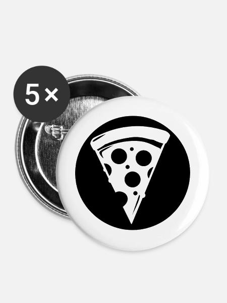 Pizzastück - Buttons mittel 32 mm (5er Pack) - Weiß