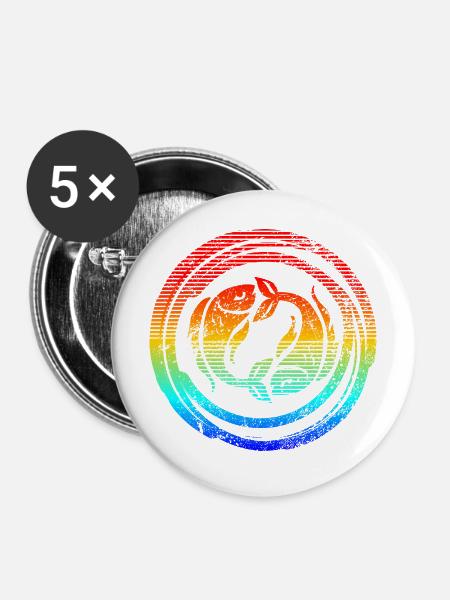 Horoskop-Fische-Horoskop-Sternzeichen - Buttons mittel 32 mm (5er Pack) - Weiß