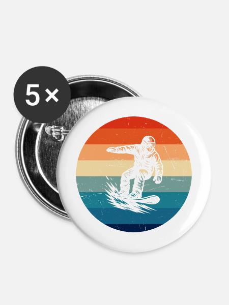 Ein Must Have für echte Snowboard - Buttons mittel 32 mm (5er Pack) - Weiß