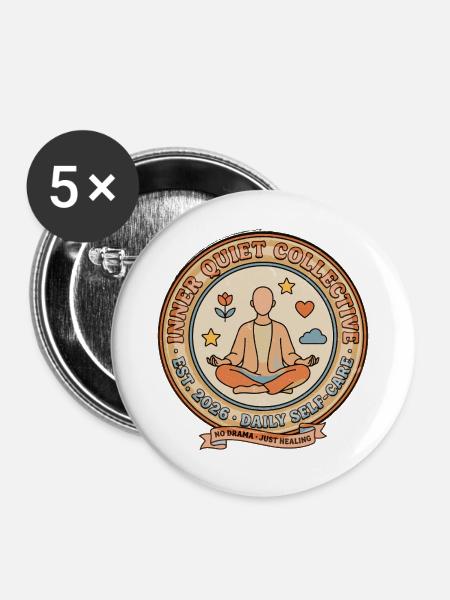Inner Quiet Circle Tägliche Selbstfürsorge - Buttons mittel 32 mm (5er Pack) - Weiß
