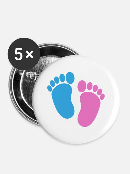 Babyfüße - Buttons mittel 32 mm (5er Pack) - Weiß