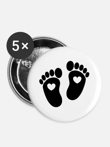 Babyfüße - Buttons mittel 32 mm (5er Pack) - Weiß