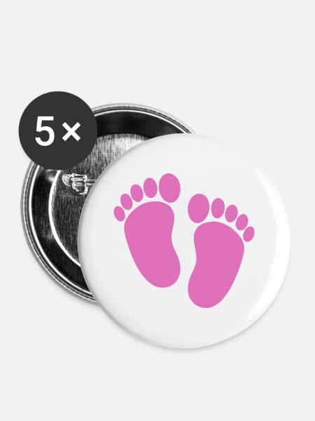 Babyfüße - Buttons mittel 32 mm (5er Pack) - Weiß