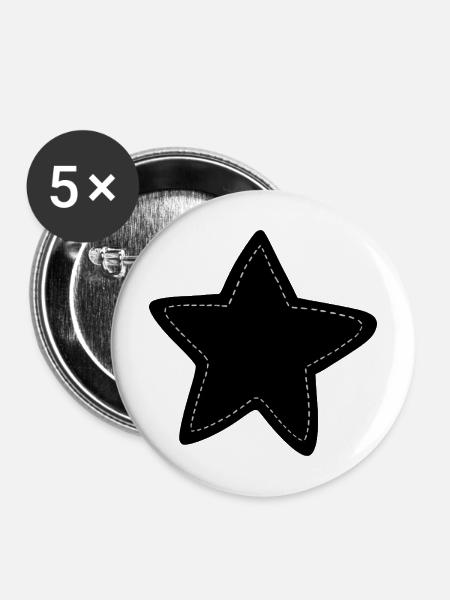 Umriss des gestickten Sterns - Buttons mittel 32 mm (5er Pack) - Weiß