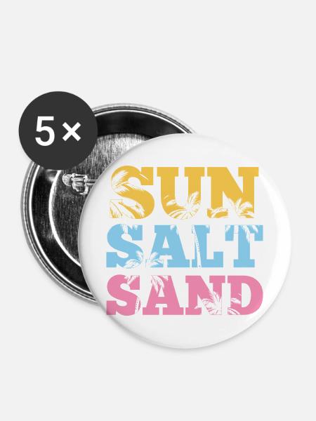 Sommer – Sonnensalz-Sand - Buttons mittel 32 mm (5er Pack) - Weiß