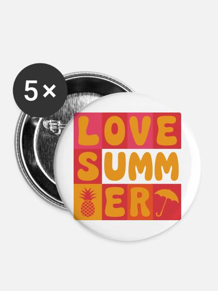 Ich liebe den Sommer - Buttons mittel 32 mm (5er Pack) - Weiß