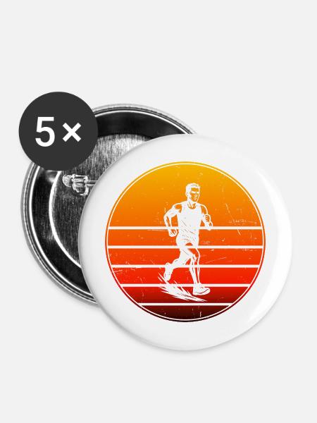 Iconisches Running Motiv - Buttons mittel 32 mm (5er Pack) - Weiß