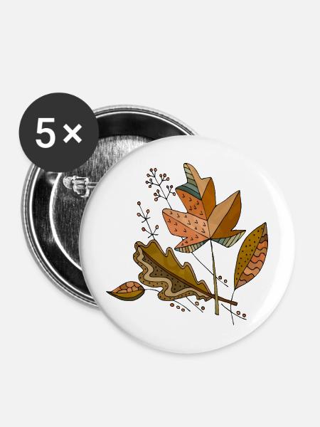 Blätter - Buttons mittel 32 mm (5er Pack) - Weiß
