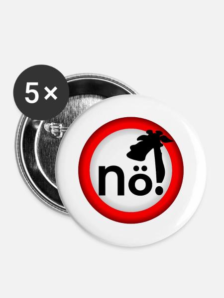 Verbot Nein Giraffe - Buttons mittel 32 mm (5er Pack) - Weiß