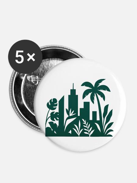 Dschungelstadt Skyline Silhouette - Buttons mittel 32 mm (5er Pack) - Weiß