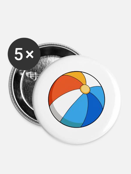 Beachball - Buttons mittel 32 mm (5er Pack) - Weiß