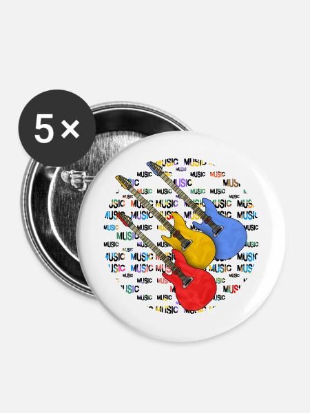 Gitarren - Buttons mittel 32 mm (5er Pack) - Weiß