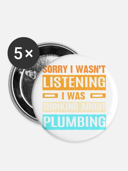 Installateur Klempner - Buttons mittel 32 mm (5er Pack) - Weiß