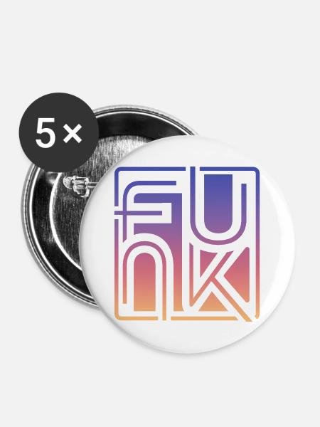 Funk Musik - Buttons mittel 32 mm (5er Pack) - Weiß
