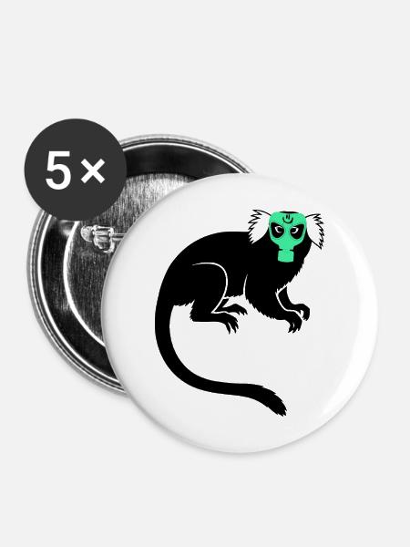 Tamarin Monkey Protest Gas Mask - Buttons mittel 32 mm (5er Pack) - Weiß