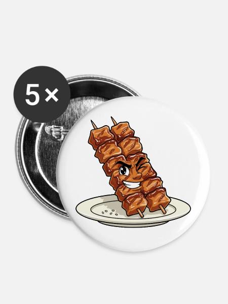 Gegrillter Spießheld - Buttons mittel 32 mm (5er Pack) - Weiß
