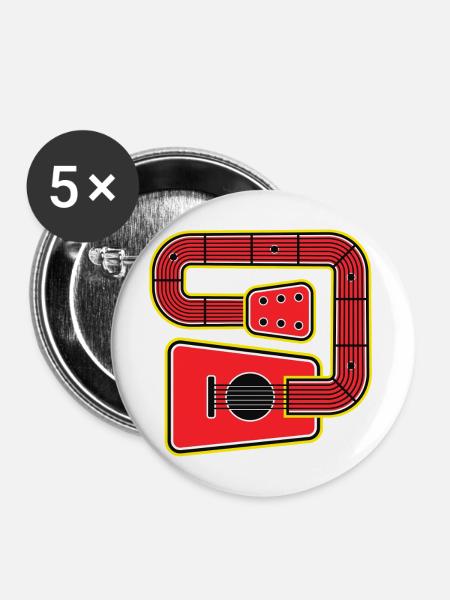 Rote Abstract Shape Gitarre - Buttons mittel 32 mm (5er Pack) - Weiß
