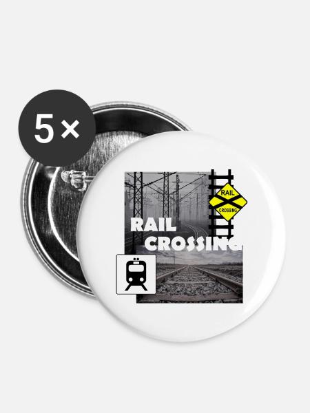 RAIL CROSSING - Buttons mittel 32 mm (5er Pack) - Weiß