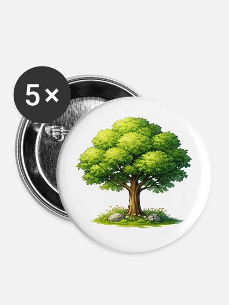 Baum im Sonnenlicht - Buttons mittel 32 mm (5er Pack) - Weiß