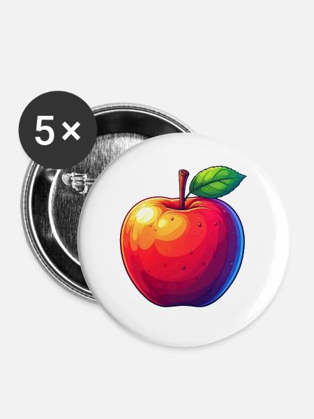 Apfel - Buttons mittel 32 mm (5er Pack) - Weiß