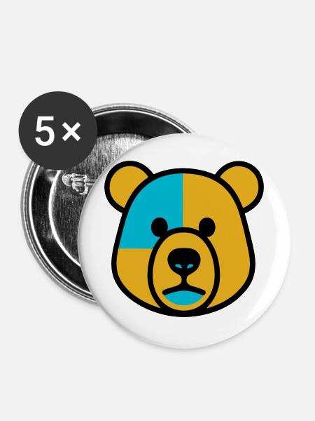 Niedlicher Bär - Buttons mittel 32 mm (5er Pack) - Weiß