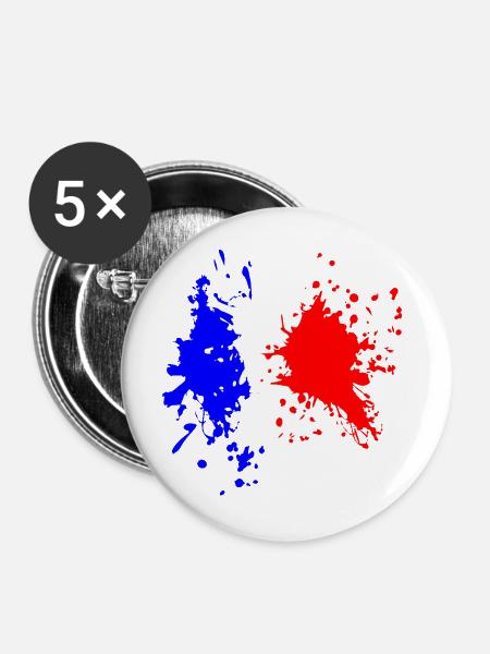 Frankreich Flagge Splash - Buttons mittel 32 mm (5er Pack) - Weiß