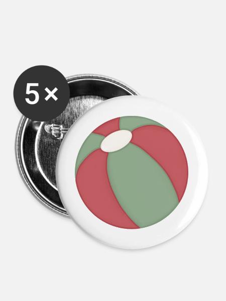 Strandball Farbblock Muster Ball - Buttons mittel 32 mm (5er Pack) - Weiß