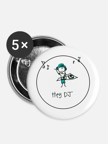 Djboy - Buttons mittel 32 mm (5er Pack) - Weiß