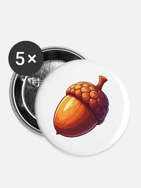 Eichel - Buttons mittel 32 mm (5er Pack) - Weiß