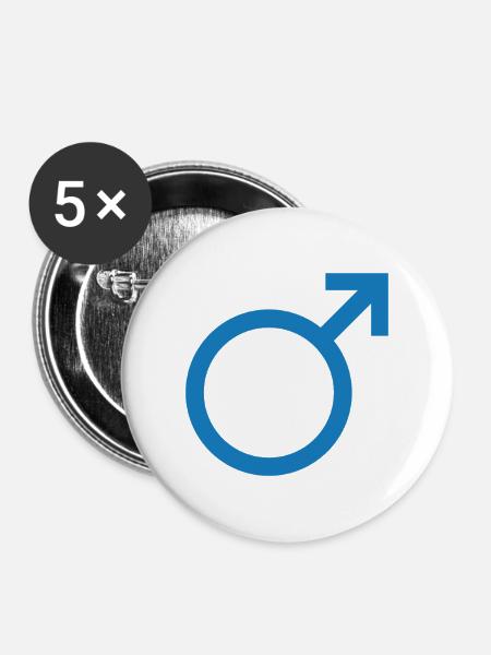 Männliches Geschlecht - Buttons mittel 32 mm (5er Pack) - Weiß