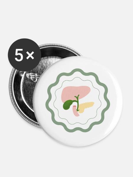 Anatomie Modell - Buttons mittel 32 mm (5er Pack) - Weiß
