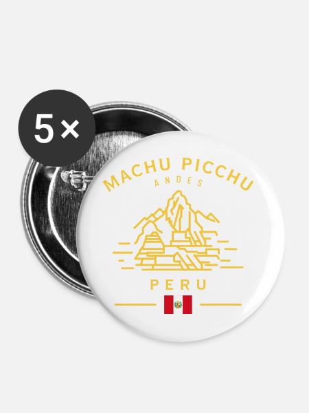 Machu Picchu Linienkunst Peru Design - Buttons mittel 32 mm (5er Pack) - Weiß