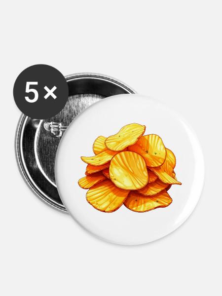 Chips - Buttons mittel 32 mm (5er Pack) - Weiß