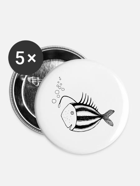 Fisch Lampe - Buttons mittel 32 mm (5er Pack) - Weiß