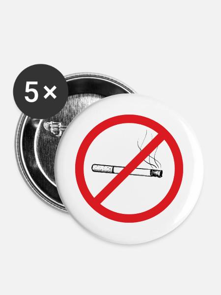 Nichtraucher Zeichen - Illustration - Buttons mittel 32 mm (5er Pack) - Weiß