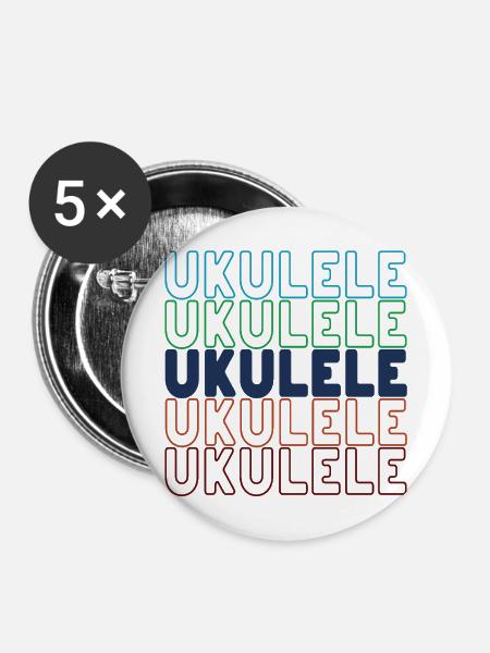 Ukulele typography - Buttons mittel 32 mm (5er Pack) - Weiß