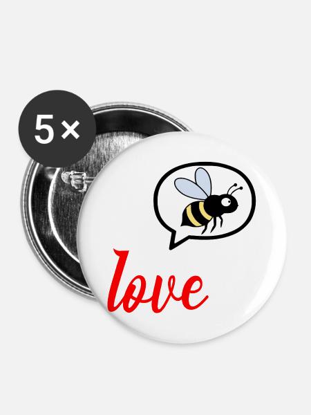 Ich liebe Honeybee Honey - Buttons mittel 32 mm (5er Pack) - Weiß
