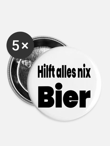 Bier - Buttons mittel 32 mm (5er Pack) - Weiß
