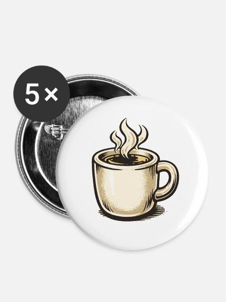 Kaffee-Whimsy Becher Sketch - Buttons mittel 32 mm (5er Pack) - Weiß