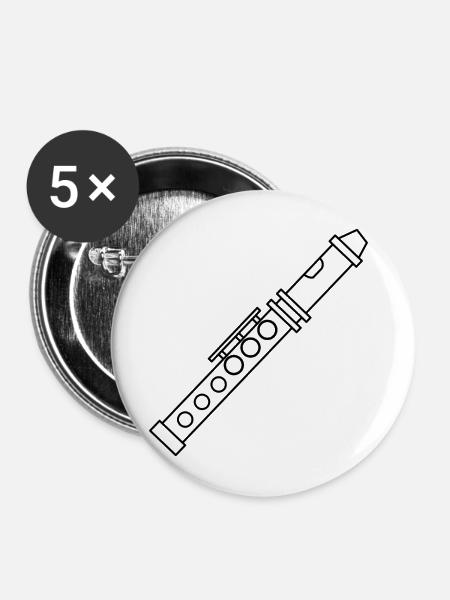 Flöte - Buttons mittel 32 mm (5er Pack) - Weiß
