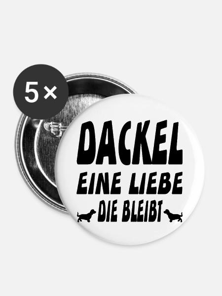 Dackel - Buttons mittel 32 mm (5er Pack) - Weiß