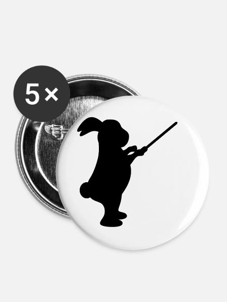 Dirigent Hase Musik - Buttons mittel 32 mm (5er Pack) - Weiß